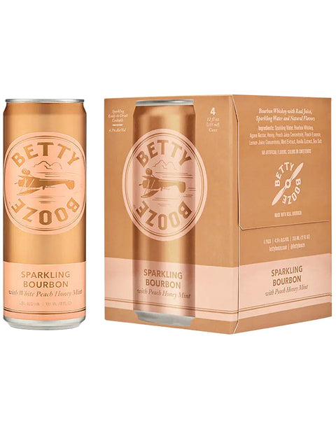 Betty Booze Sparkling Bourbon Peach Honey Mint 4 Pack 355 ML