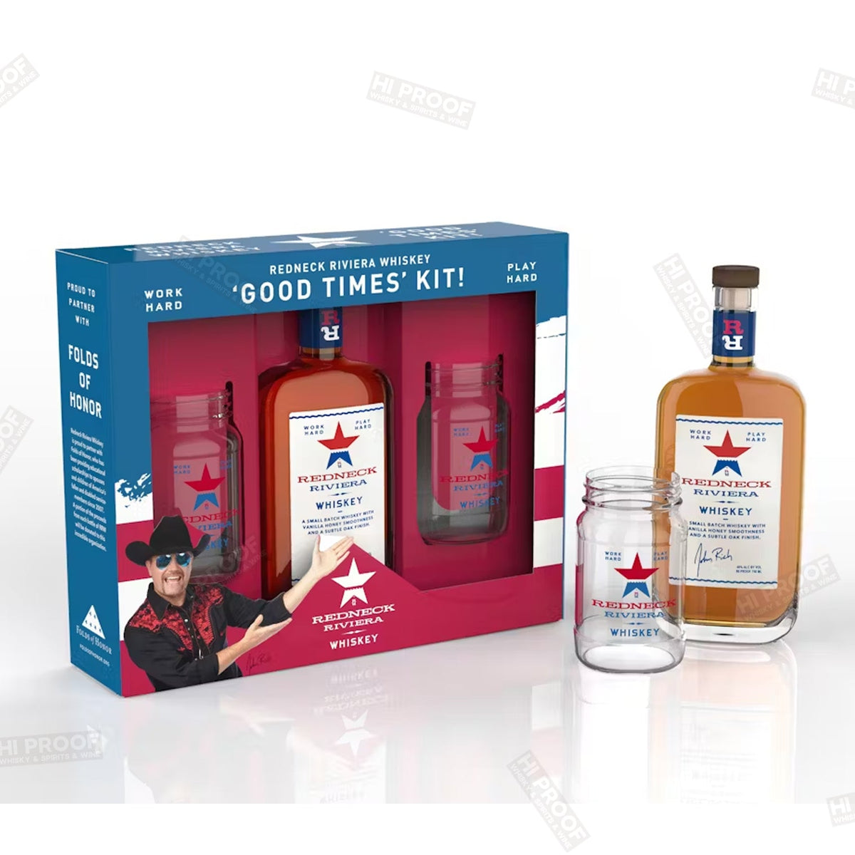Redneck Riviera Whiskey Good Times Kit with 2 Mason Cups 750ml