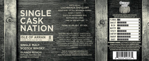 Single Cask Nation Isle of Arran 8yo Peated Bourbon Cask