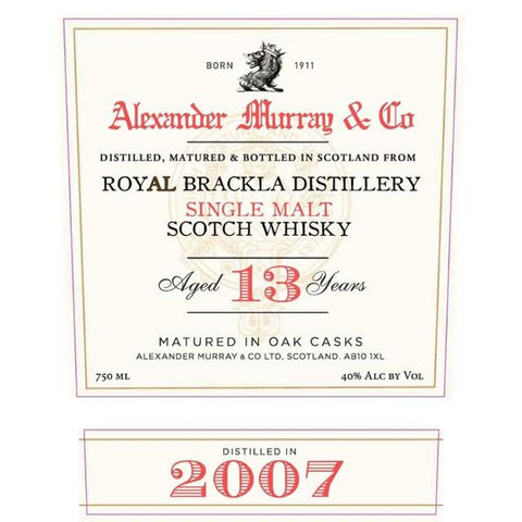 Alexander Murray & Co Royal Brackla Distillery Single Malt Scotch 13 year 750 ml