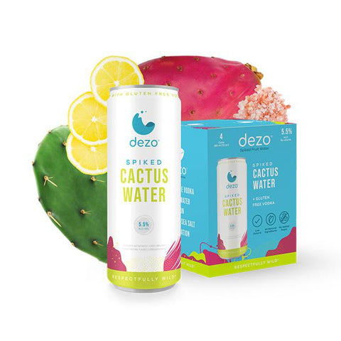 Dezo Spiked Cactus Water with Lemon 12 oz (4 Pack)