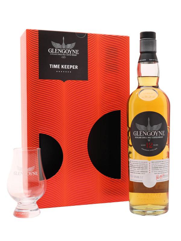 Glengoyne Highland Single Malt Scotch Whiskey Time Keeper/ with glass