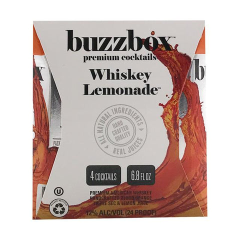 Buzzbox Premium Cocktails Whiskey Lemonade (4 Pack)