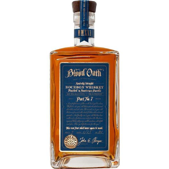 Blood Oath Very Limited Release Kentucky Straight Bourbon Whiskey Fished in Sauternes Barrel Pact # 7