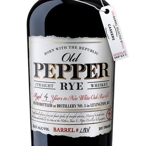 James E Pepper old Pepper Rye 107 proof (Caskers)