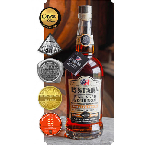 15 Stars Fine Aged Bourbon Private Stock Aged 7and 15 Years 750 ml