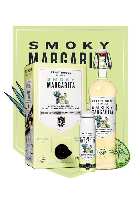 Crafthouse Cocktails Smoky Margarita Tequila Blanco and Smoked Agave with real Lime 1.75 L