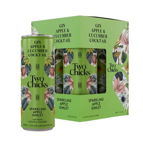 Two Chicks Gin Apple & gin Cucumber Cocktail Sparkling Apple Gimlet ( 4 Pack)