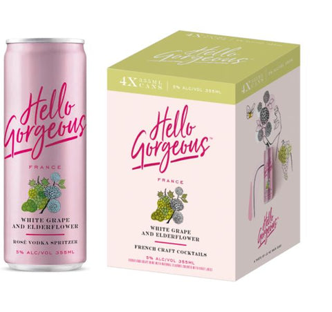 Hello Gorgeous White Grape and Elderflower  French Craft Cocktails(4 Pack) 355 ML