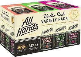 All Hands Vodka Soda Variety (6 Pack) 355 ML